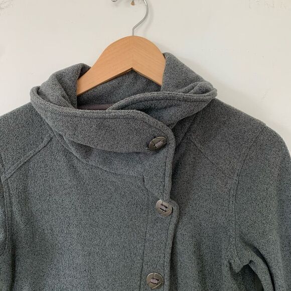 Orb Soft Grey Asymmetrical Buttons Sweater Jacket - Picture 6 of 7